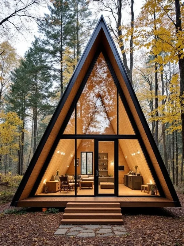 Chalé A-frame na floresta
